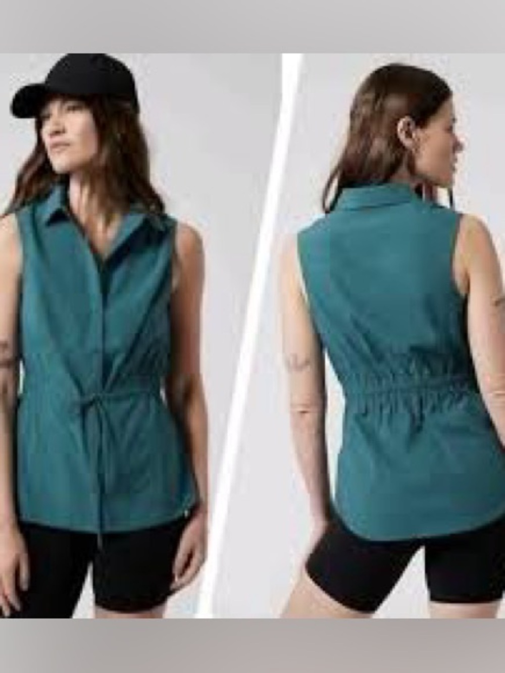 Athleta Levitate Poplin Tank Sleeveless Utility Shirt - Borealis Green 1x